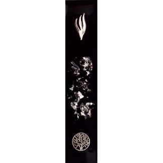 The Tree of Life Modern Mezuzah Case. Antique Silver Tree and Silver Shin Letter