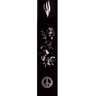 Peace Sign Modern Mezuzah Case. Antique Silver Peace Sign and Silver Shin Letter