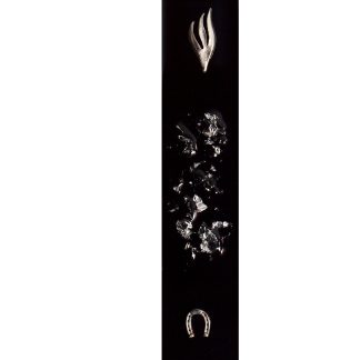 Horseshoe Modern Mezuzah Case. Antique Silver Horseshoe and Silver Shin Letter