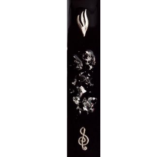 Music Sign Modern Mezuzah Case. Antique Silver Music Sign and Silver Shin