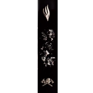 Fireman Modern Mezuzah Case. Antique Silver Fireman Sign and Silver Shin