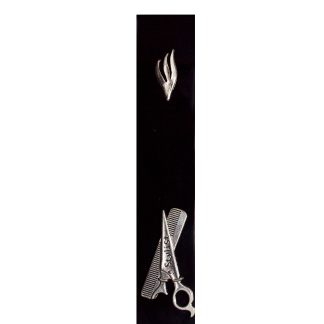 Stylist Modern Mezuzah Case. Antique Silver Stylist Tools and Silver Shin