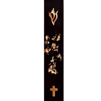 Christian Modern Mezuzah case. Brass Cross and Gold Shin Letter.
