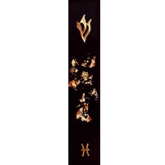 Zodiac Sign Modern Mezuzah Case. Brass Pisces sign.