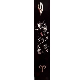 Zodiac Sign Modern Mezuzah Case. Sterling Silver Aries sign and Shin Letter.