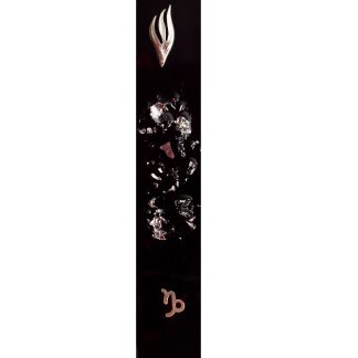 Zodiac Sign Modern Mezuzah Case. Sterling Silver Capricorn sign and Shin Letter.