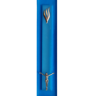 Modern Christian Mezuzah. Silver Shin and Body of Jesus Corpus.